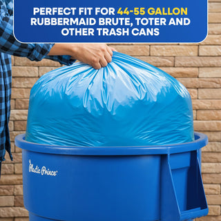 23" x 14" x 50" 55 Gal 3 Mil Blue Trash Bags, 100/Case