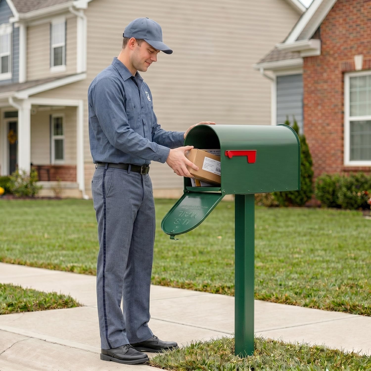 Plexon Jumbo Size Rural Mailbox, 3175 cu-in Capacity, Galvanized Steel, Powder-Coated, 15 in. H x 11.69 in. W x 24.82 in. L (Green, Extra Large)