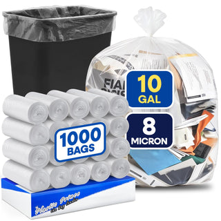 24" x 24", 10 Gallon, 8 Mic, Clear High-Density Can Liners, Perforated Coreless Rolls, 1000/Case