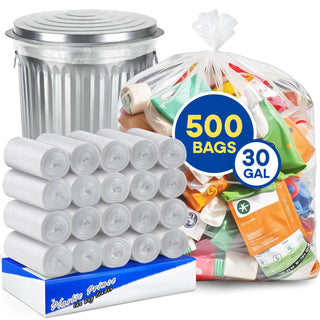 30in x 36in, 30 Gallon, 10 Mic, Clear High-Density Can Liners, 500/Case