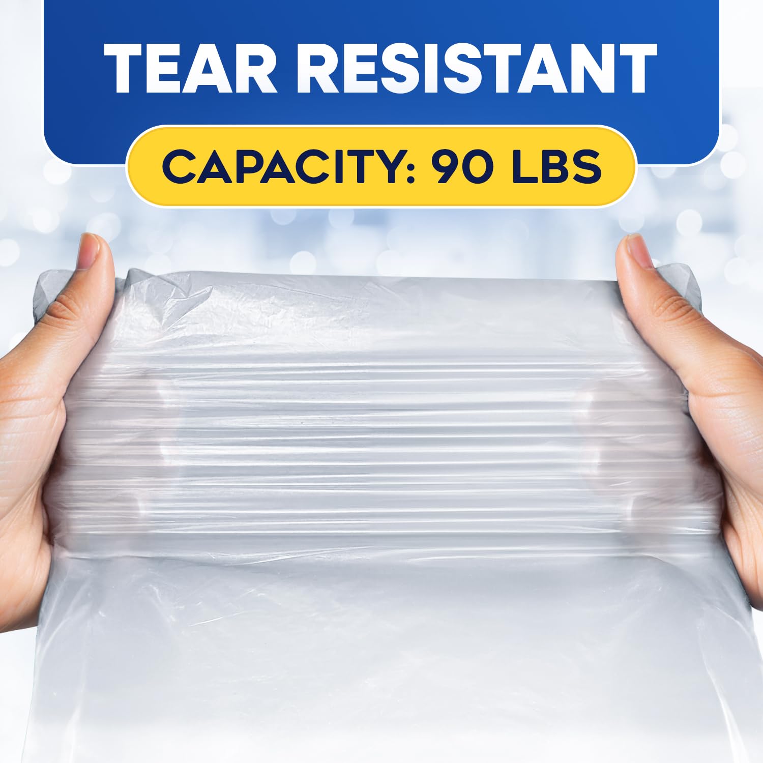 43" x 47" 56 Gal 2 Mil Clear Trash Bags, 100/Case