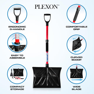 47" Snow Pusher & Ice Scraper Set with 2-piece Fiberglass Handle & Plastic D-Grip, 18" Wide Blade