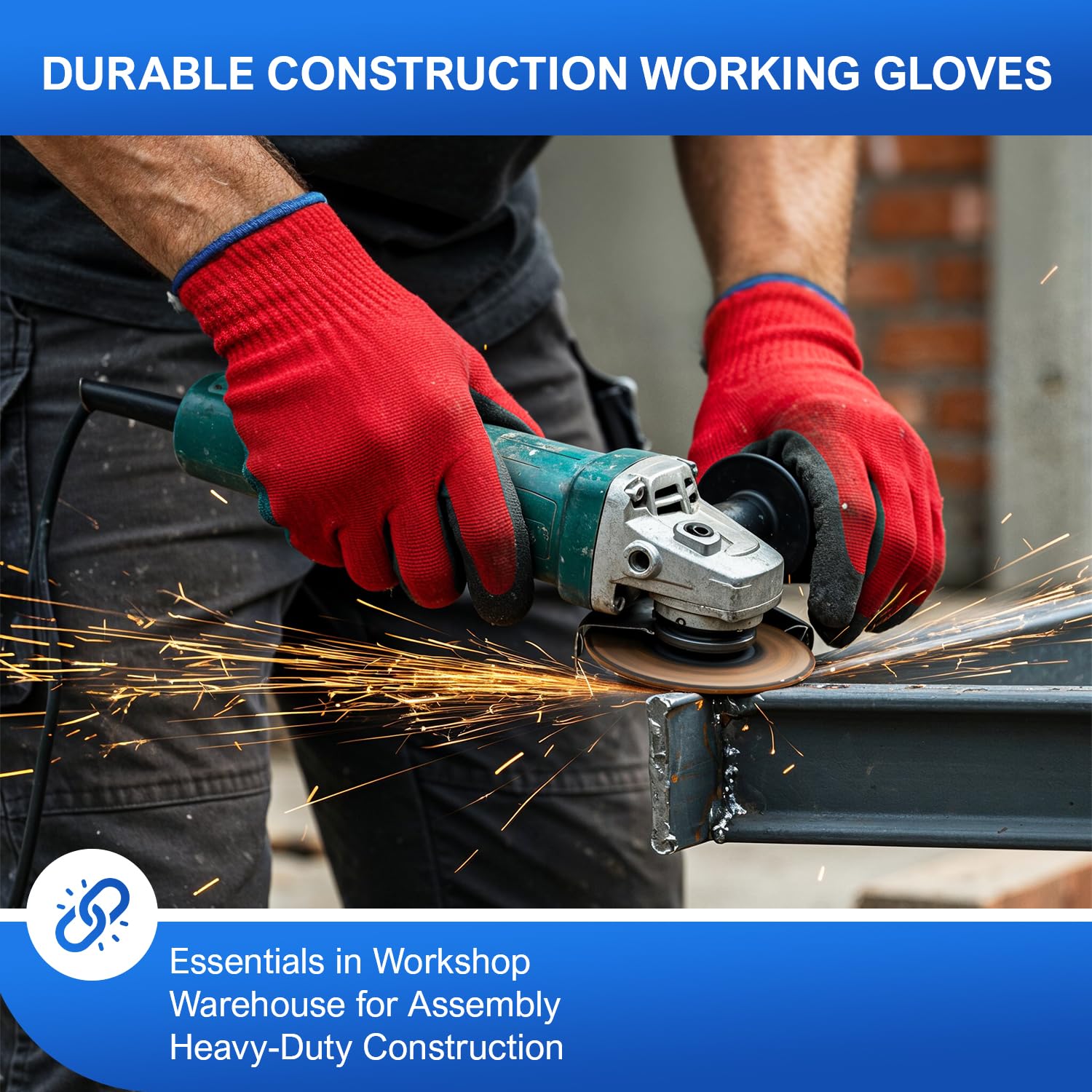 300 Pairs Medium Red Safety Gloves for Men/Women, Non Slip Black Latex Palm Work Gloves, Heavy Duty Cotton Garden Yard Gloves