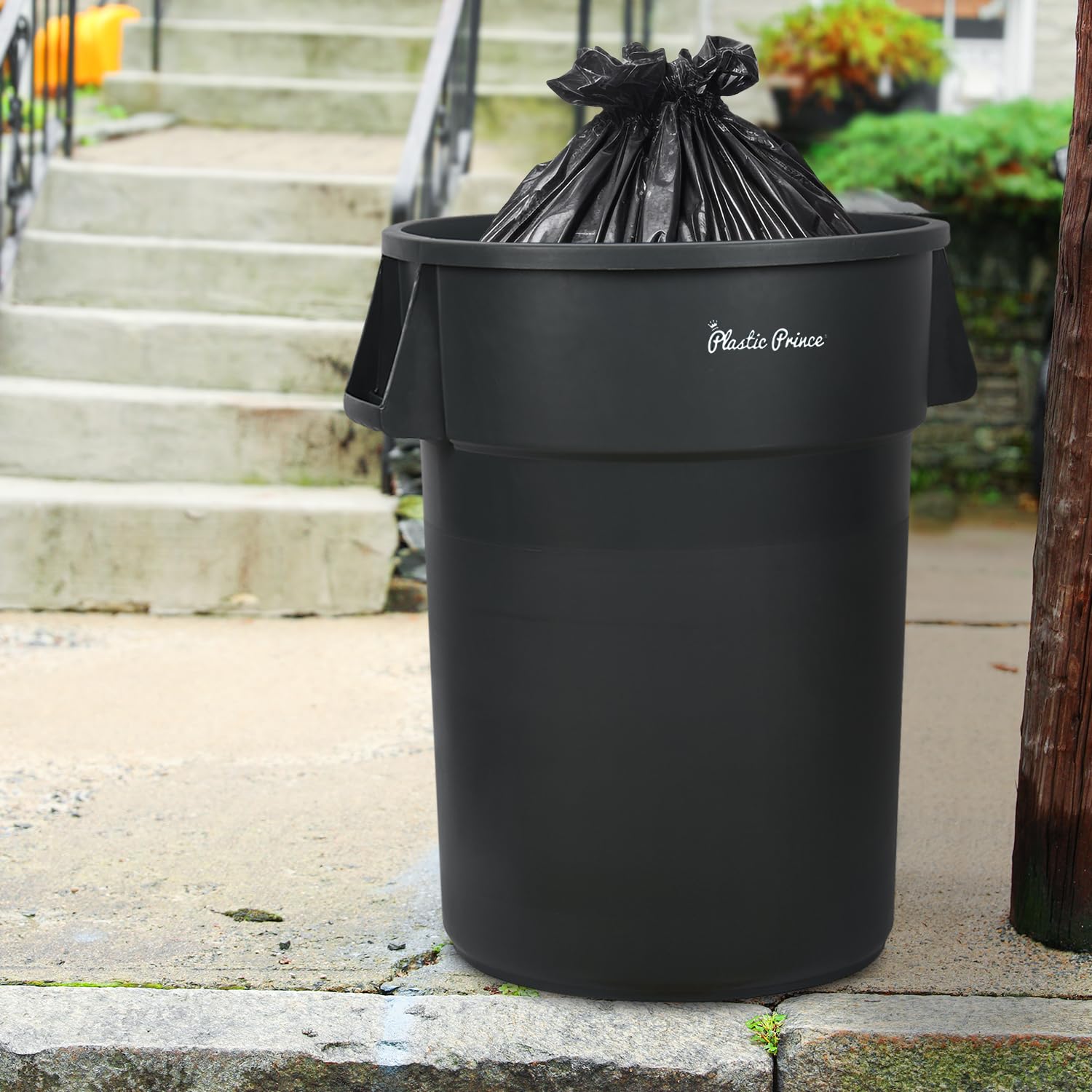 44 Gal Gray Round Trash Can