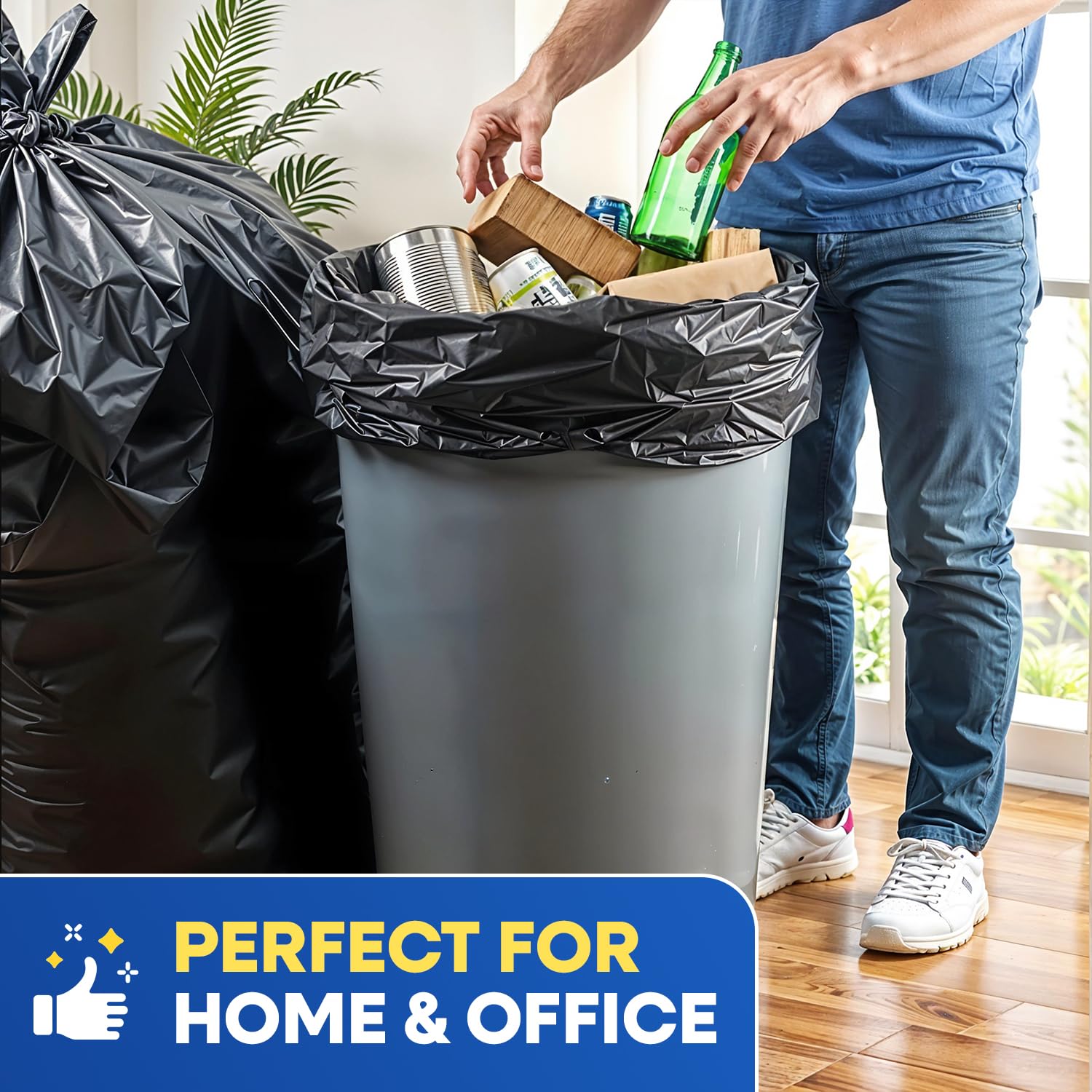 37" x 50" 60 Gal 4 Mil Black Trash Bags, 100/Case