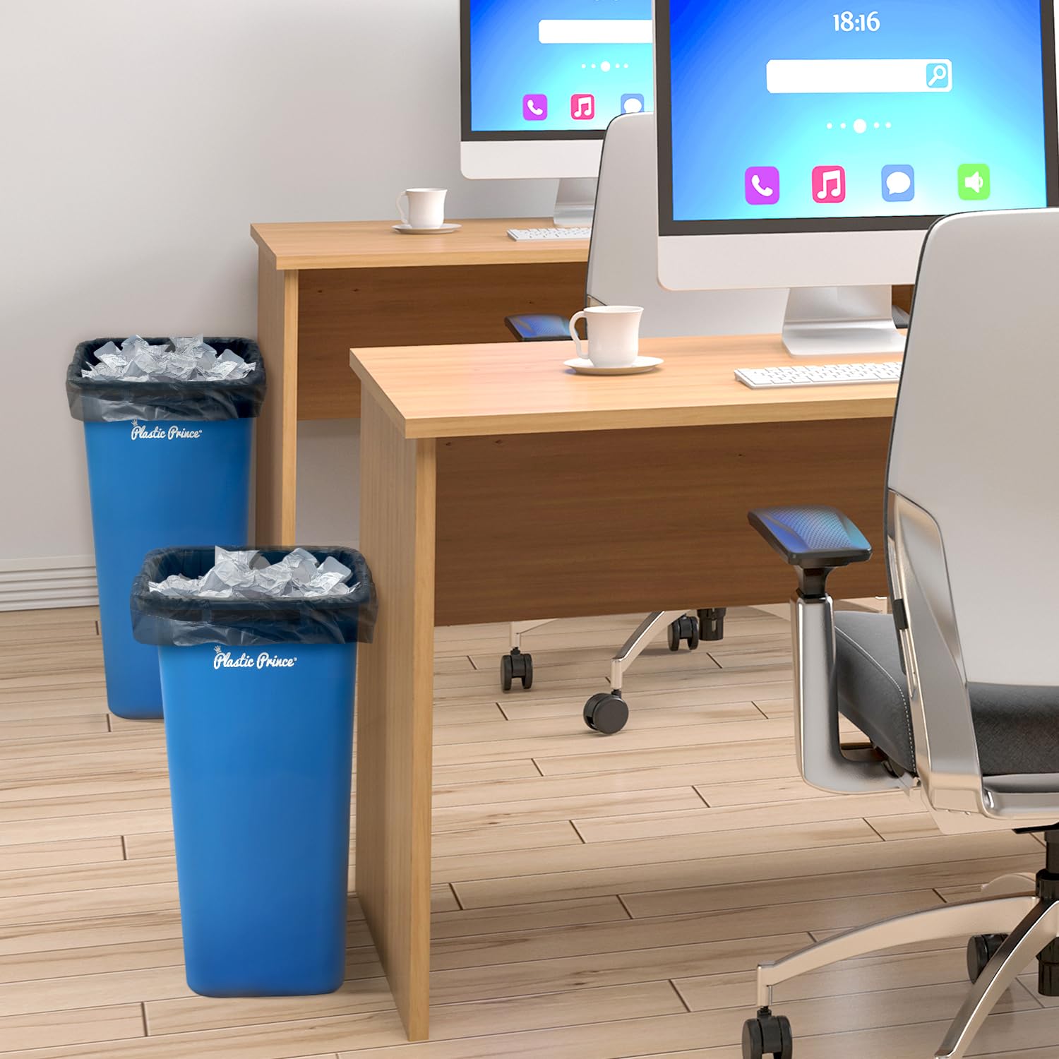 40-QT Blue Wastebasket