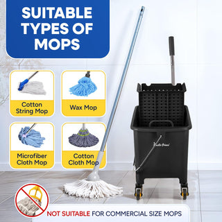 20-QT Upward Press Mop Bucket and Wringer, Black