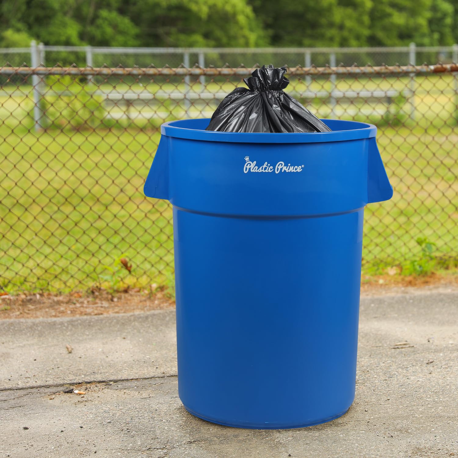 44 Gal Blue Round Trash Can