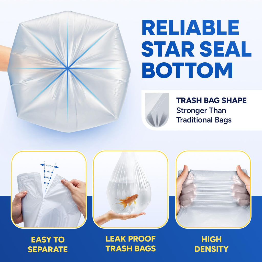 38in x 60in, 60 Gallon, 22 Mic, Clear High-Density Can Liners, 150/Case