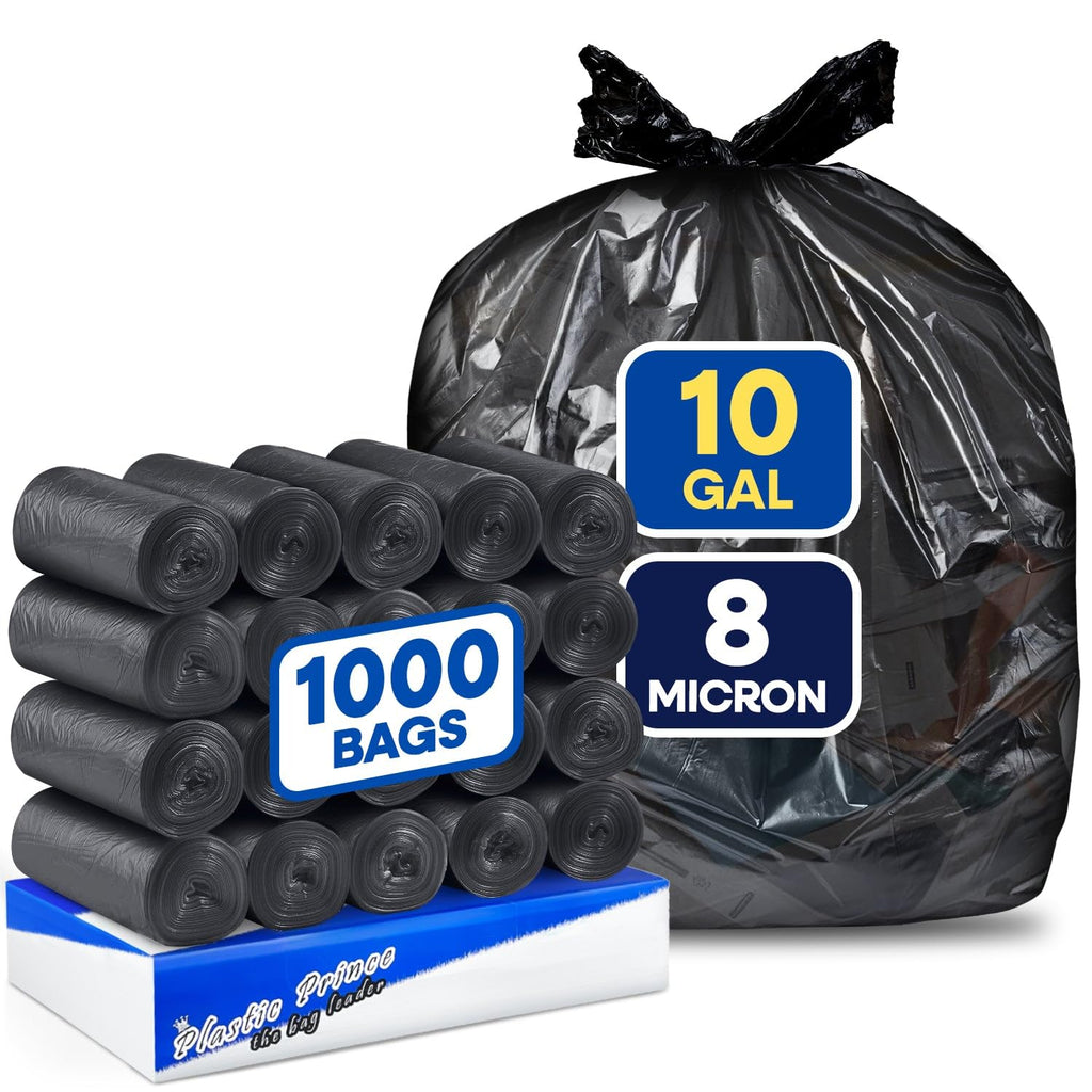 24" x 24", 10 Gallon, 8 Mic, Black High-Density Can Liners, 1000/Case