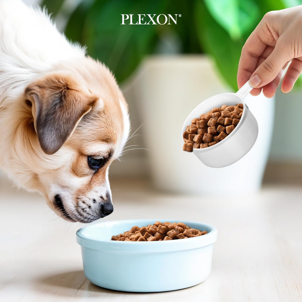 5 lb Square White Metal Pet Food Storage Container with Handles and Scoop