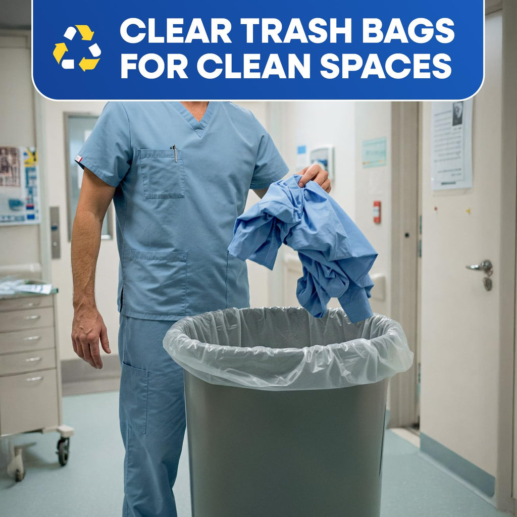 38" x 60", 60 Gallon, 12 Mic, Clear High-Density Can Liners, Perforated Coreless Rolls, 200/Case