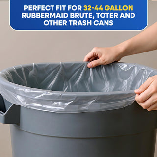 23" x 17" x 46" 45 Gal 3 Mil Clear Contractor Bags, 100/Case