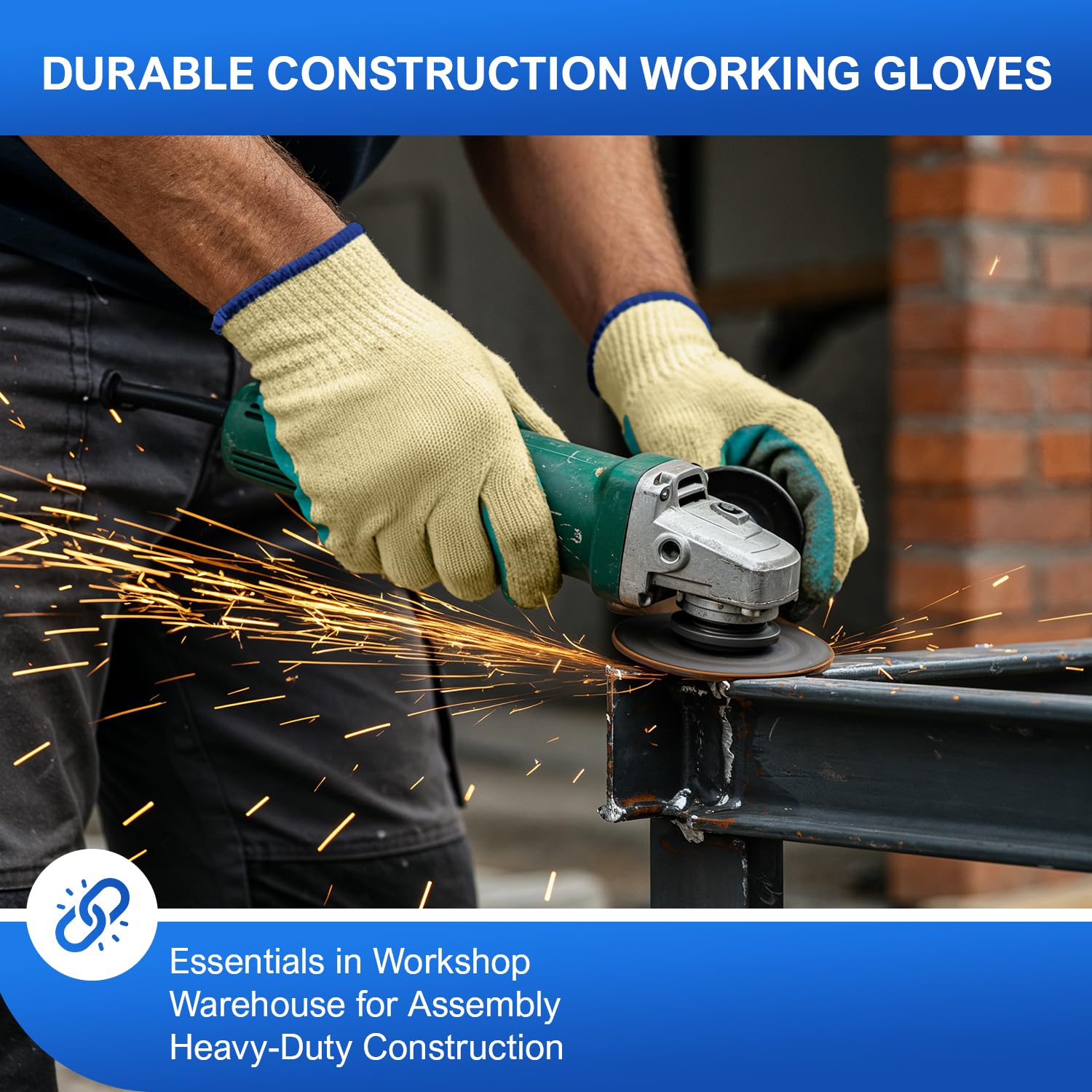 Size 10 Medium Yellow Polyester Heavy Duty Non Slip Work Gloves with Green Latex Coated Palm, 144 Pairs/Case