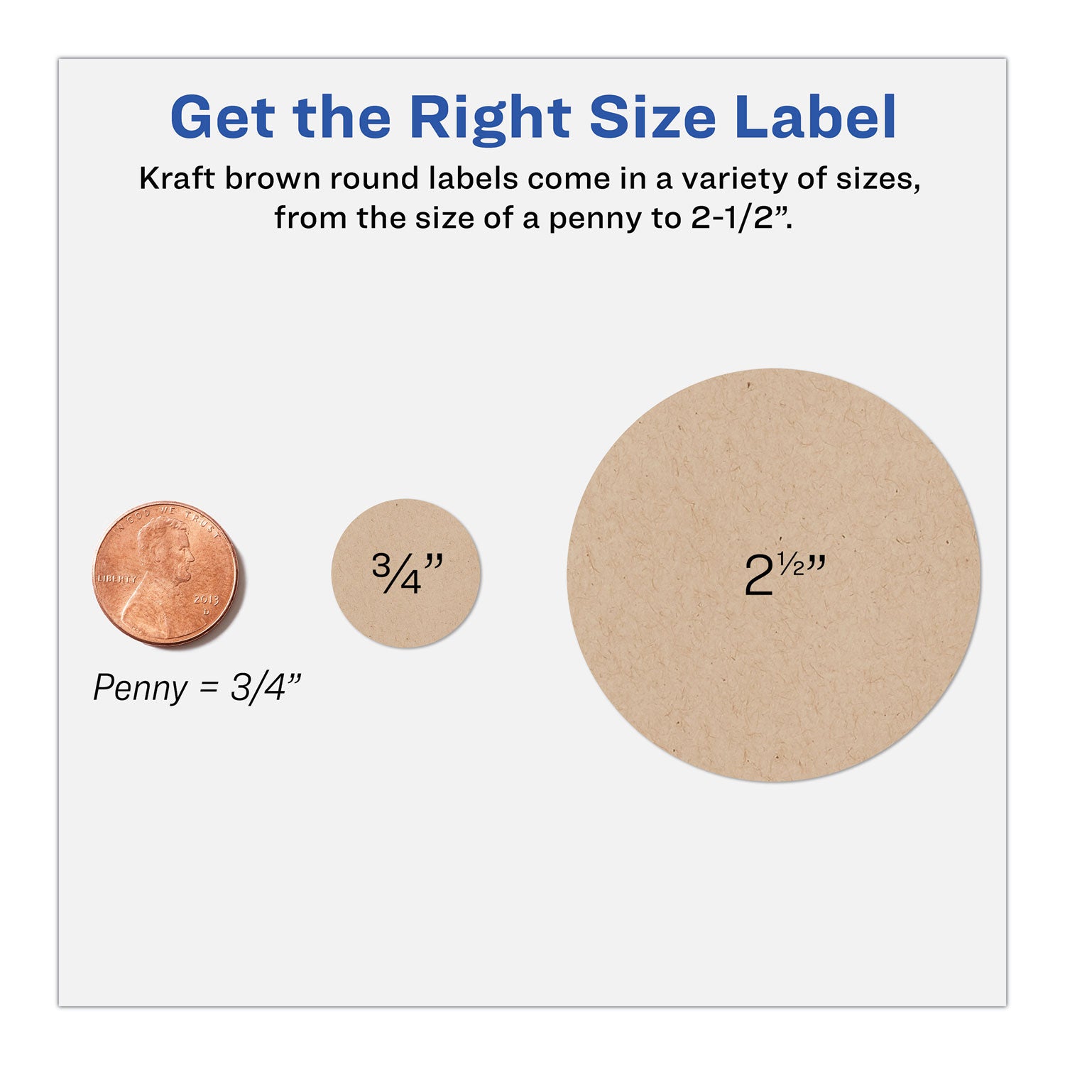 Round Brown Kraft Print-to-the-Edge Labels, 2.5" dia, 225/PK