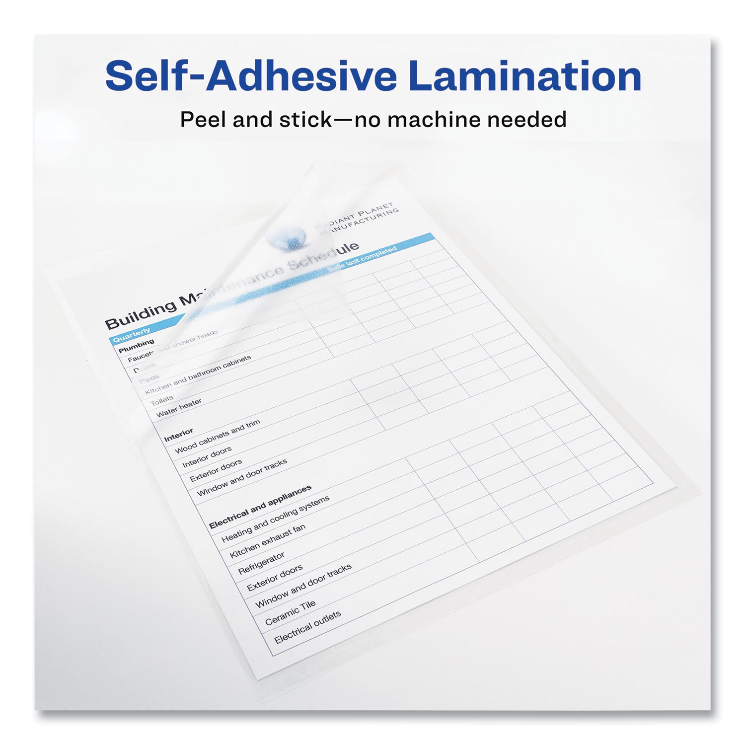 Clear Self-Adhesive Laminating Sheets, 3 mil, 9" x 12", Matte Clear, 10/Pack - 