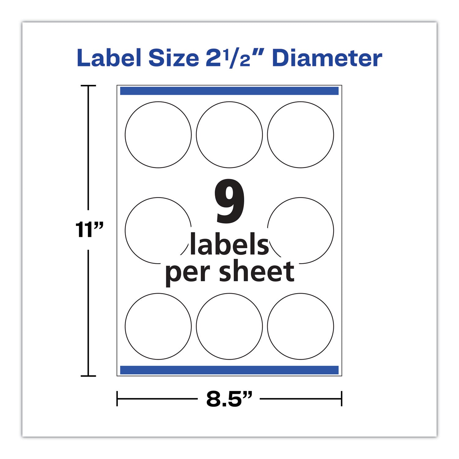 Round Print-to-the Edge Labels with SureFeed, 2.5" dia, Glossy White, 90/PK