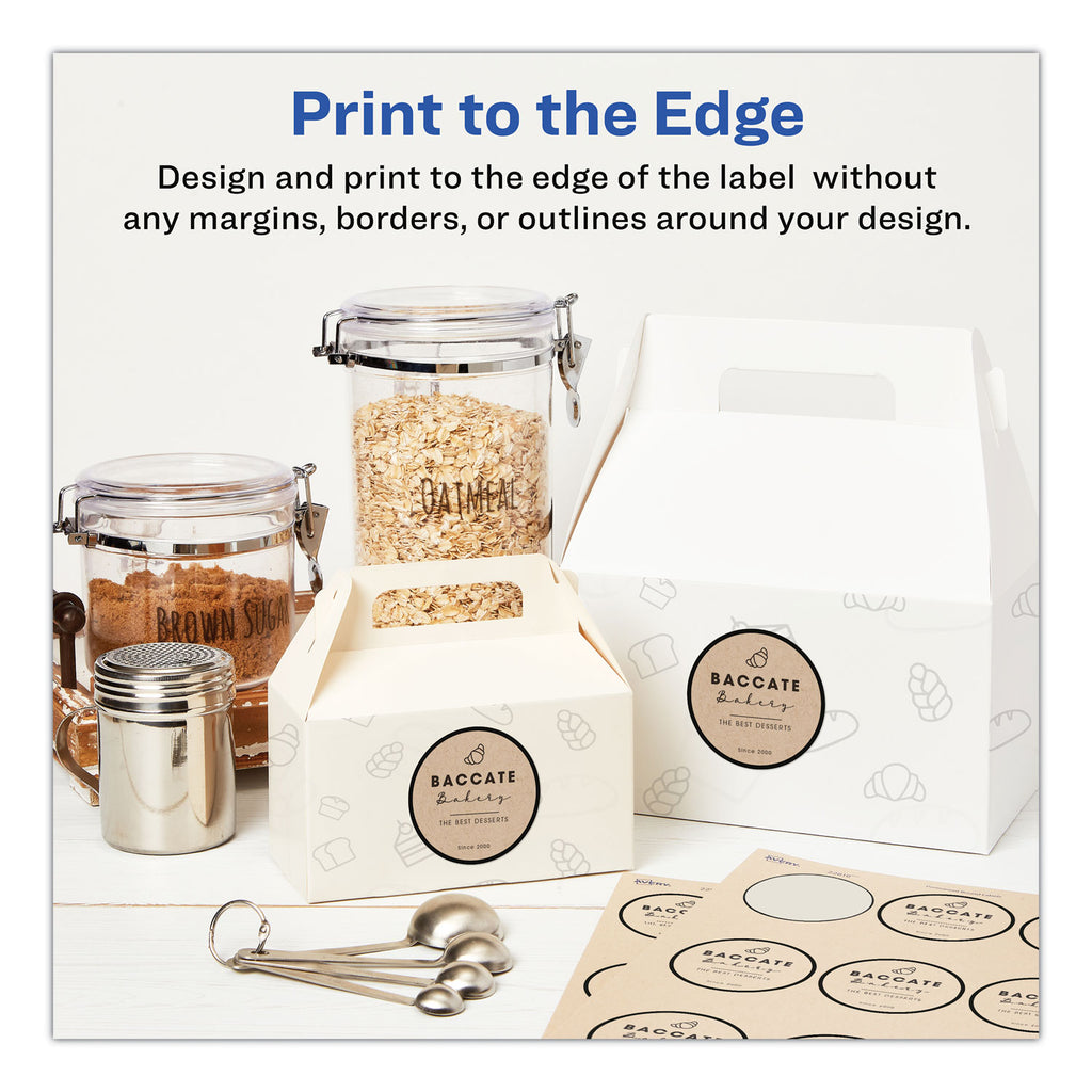 Round Brown Kraft Print-to-the-Edge Labels, 2.5" dia, 225/PK