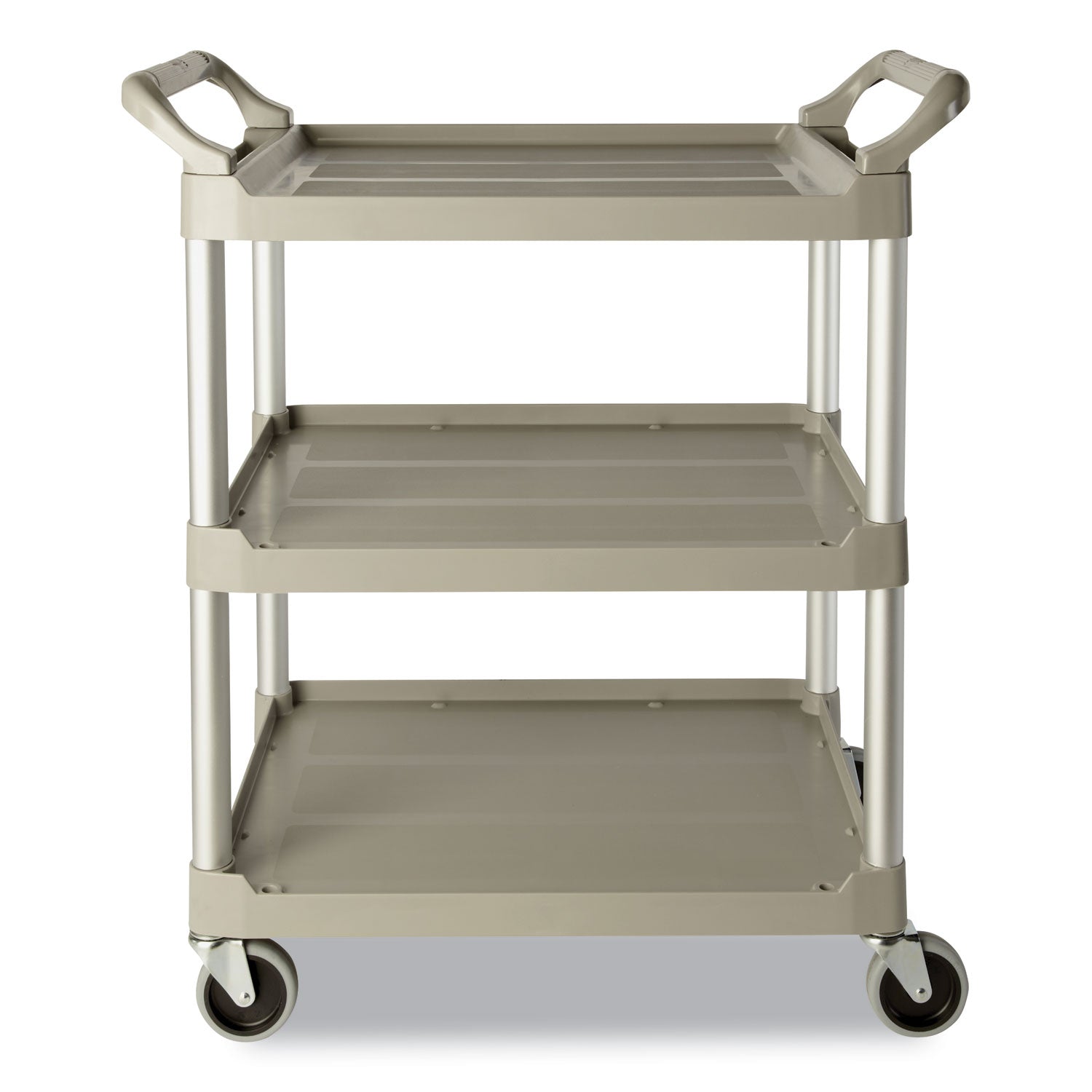 Three-Shelf Service Cart, Plastic, 3 Shelves, 200 lb Capacity, 18.63" x 33.63" x 37.75", Platinum - 