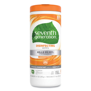 Botanical Disinfecting Wipes, 8 x 7, Lemongrass Citrus, White, 35 Count, 12/Carton - 