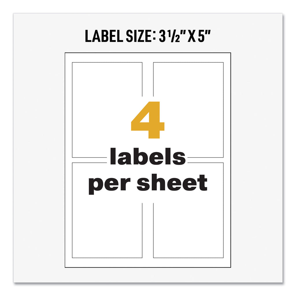 UltraDuty GHS Chemical Waterproof and UV Resistant Labels, 3.5 x 5, White, 4/Sheet, 50 Sheets/Box