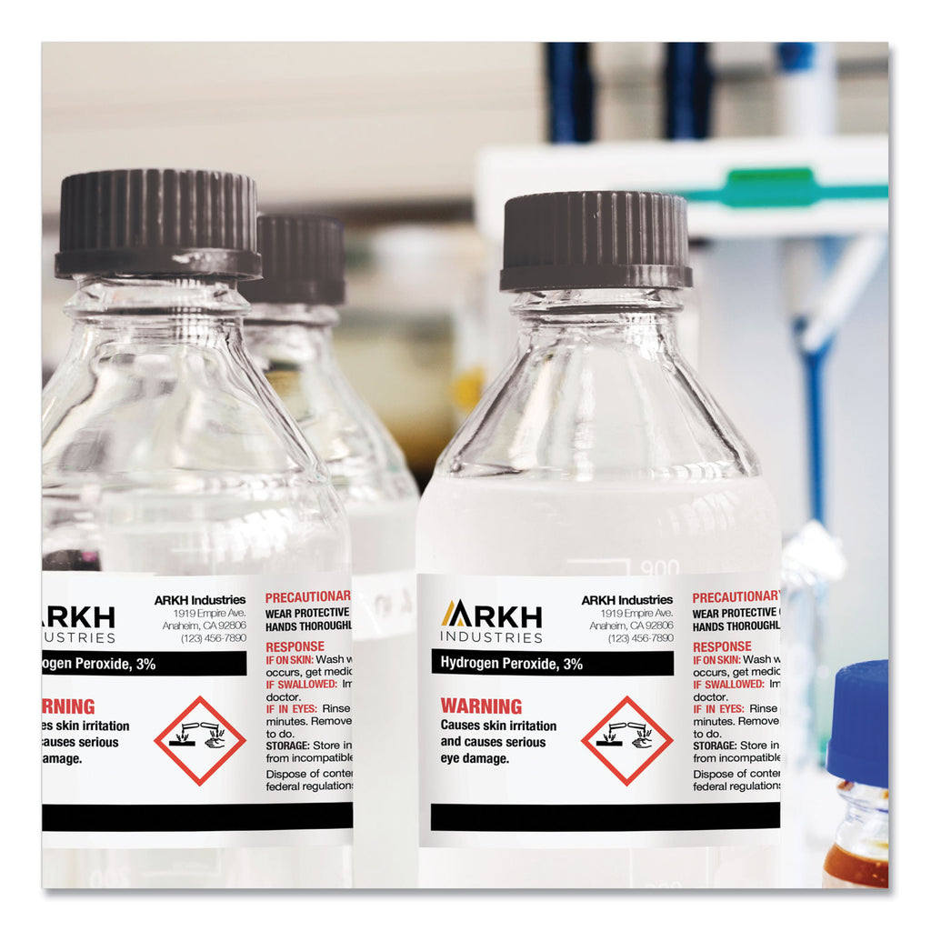 UltraDuty GHS Chemical Waterproof and UV Resistant Labels, 2 x 4, White, 10/Sheet, 50 Sheets/Box