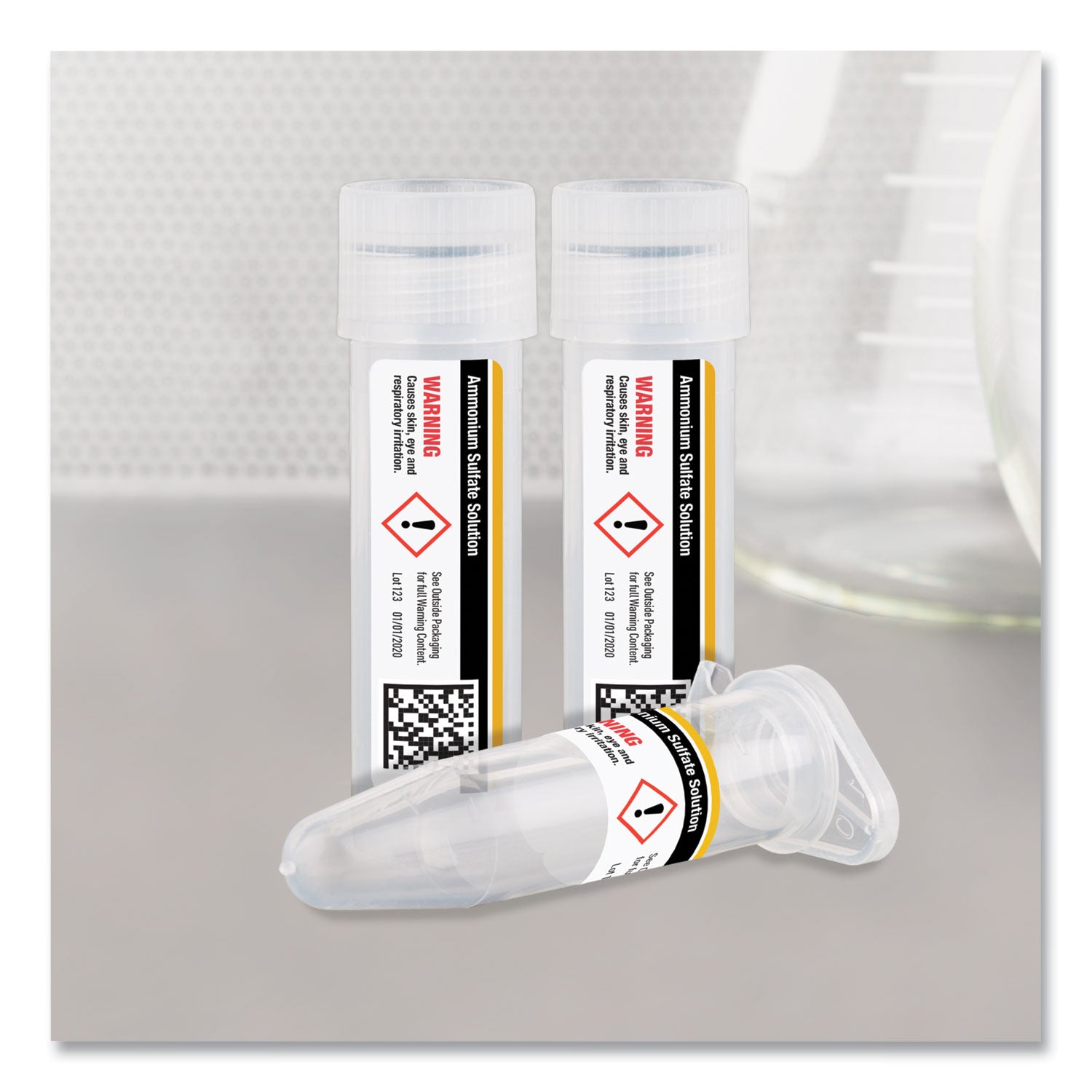 UltraDuty GHS Chemical Waterproof and UV Resistant Labels, 0.5 x 1.75, White, 60/Sheet, 25 Sheets/Pack