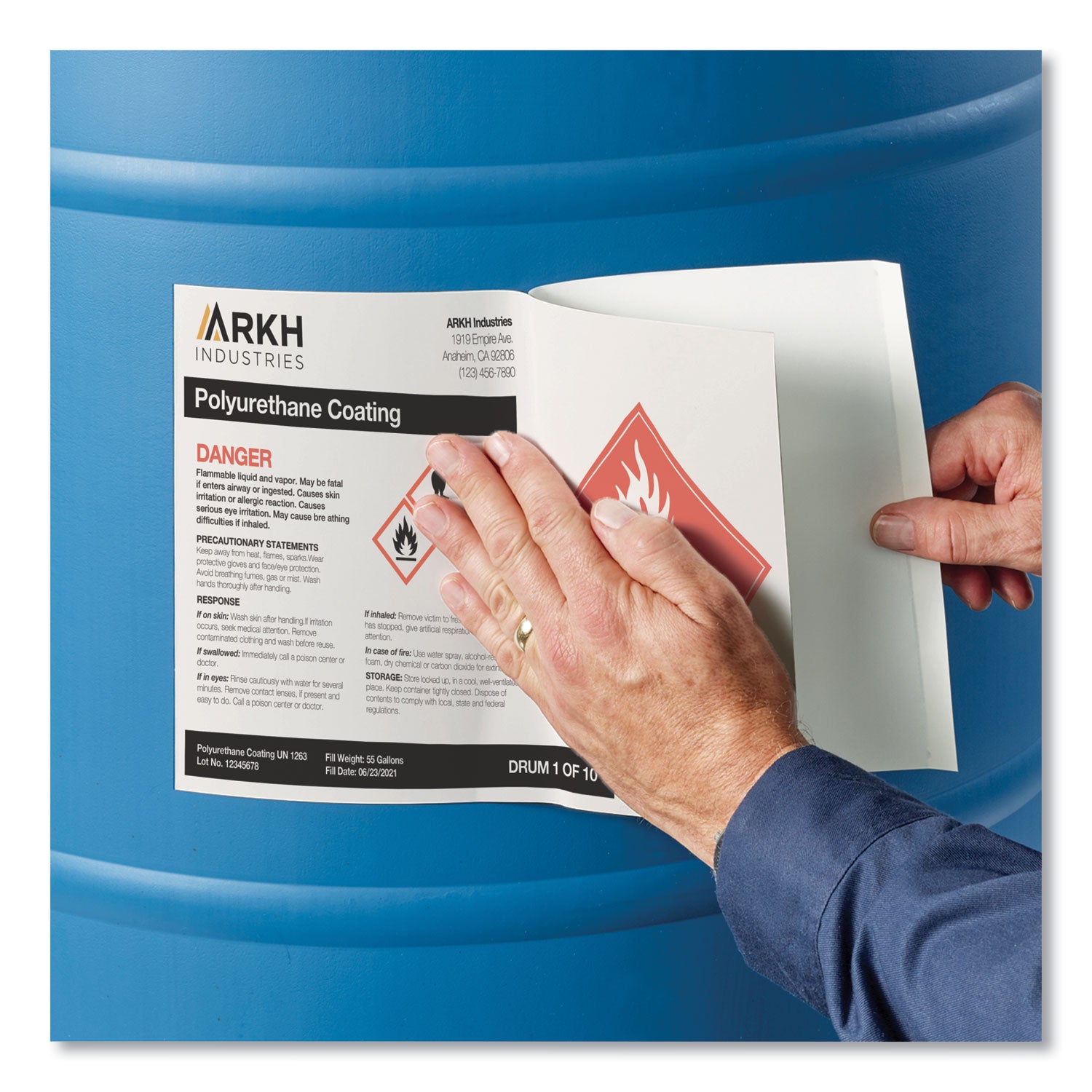 UltraDuty GHS Chemical Waterproof and UV Resistant Labels, 8.5 x 11, White, 50/Box