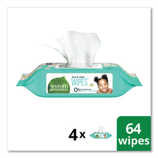 Free and Clear Baby Wipes, 7 x 7, Refill, Unscented, White, 256/Pack, 3 Packs/Carton - 