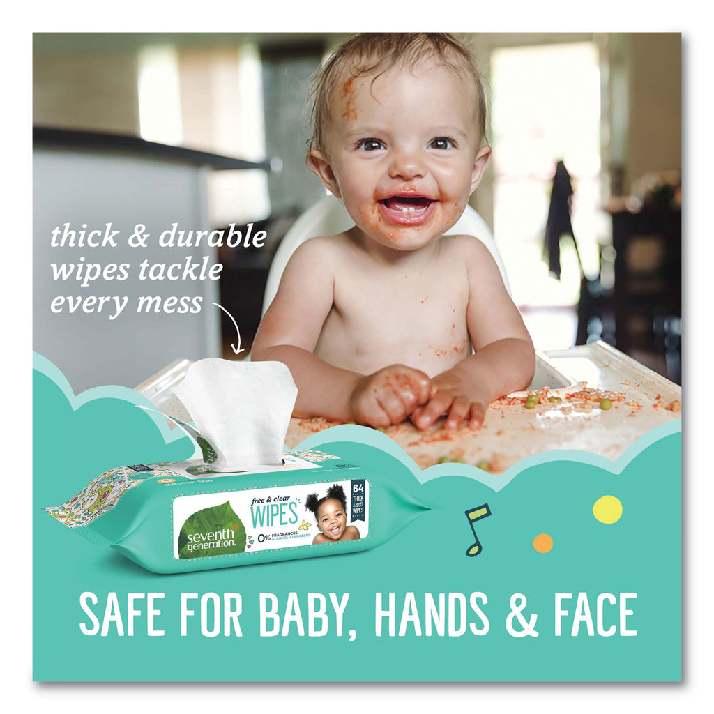 Free and Clear Baby Wipes, 7 x 7, Refill, Unscented, White, 256/Pack, 3 Packs/Carton - 