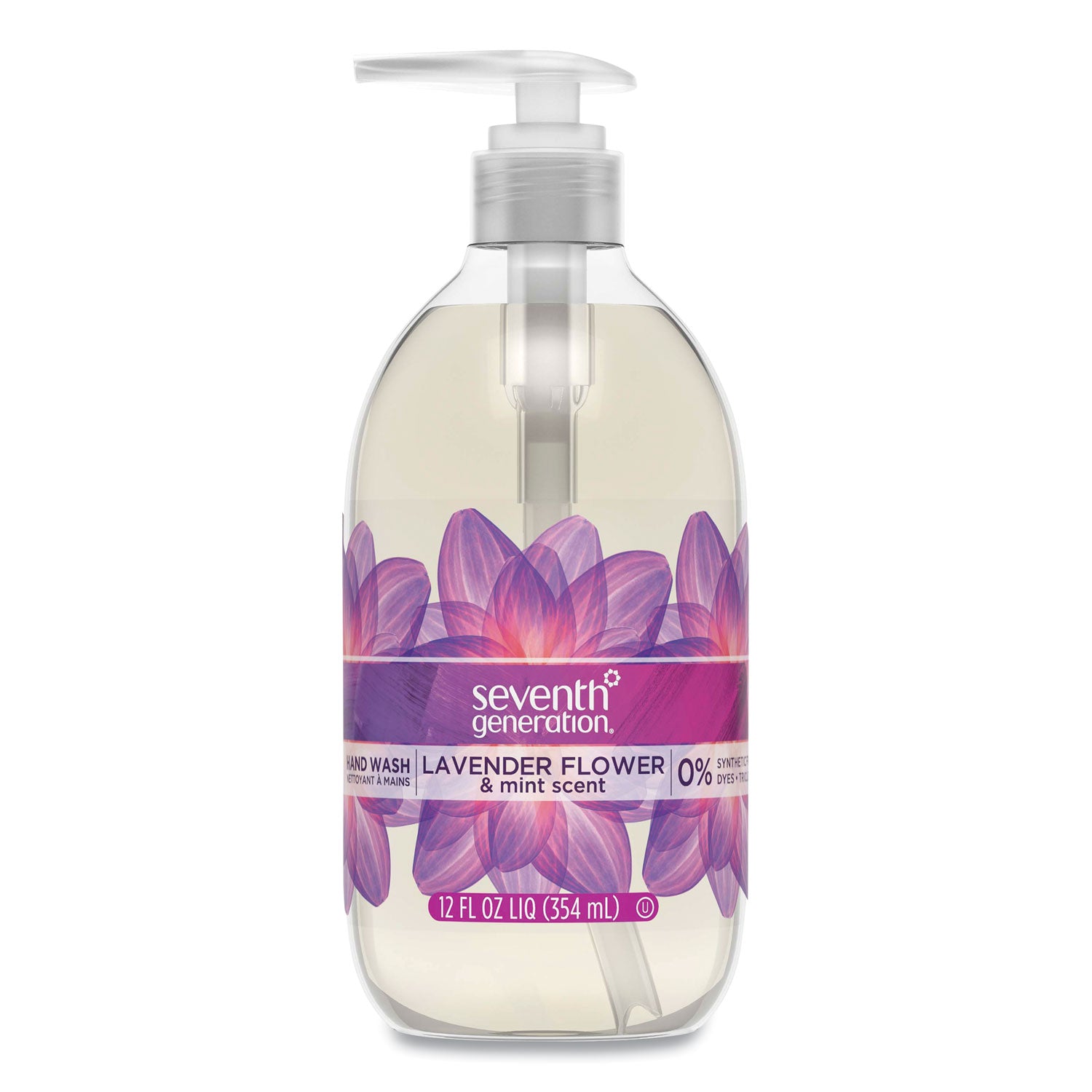 Natural Hand Wash, Lavender Flower and Mint, 12 oz Pump Bottle, 8/Carton