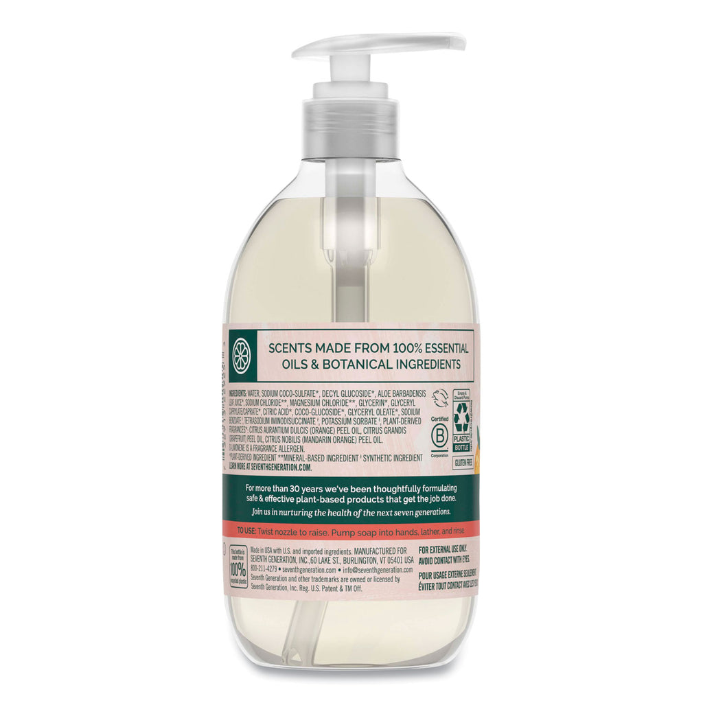 Natural Hand Wash, Mandarin Orange and Grapefruit, 12 oz Pump Bottle, 8/Carton