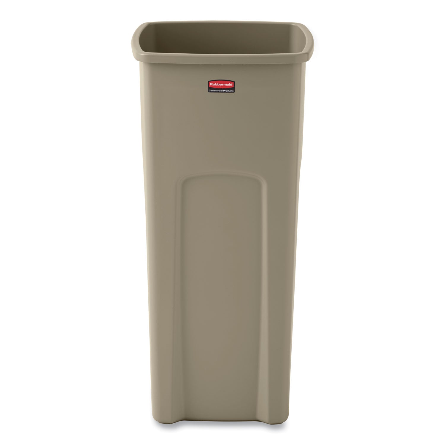 Untouchable Square Waste Receptacle, 23 gal, Plastic, Beige