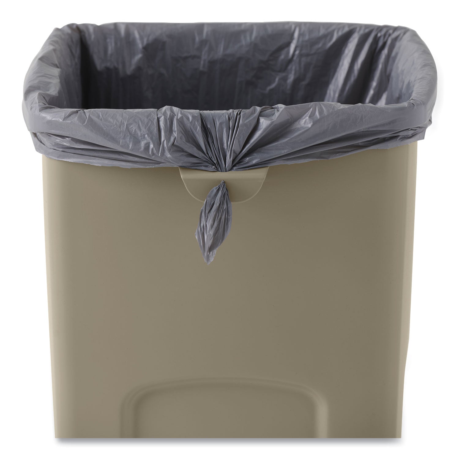 Untouchable Square Waste Receptacle, 23 gal, Plastic, Beige - 