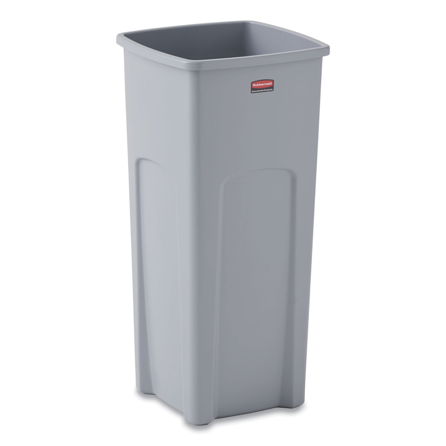 Untouchable Square Waste Receptacle, 23 gal, Plastic, Gray - 