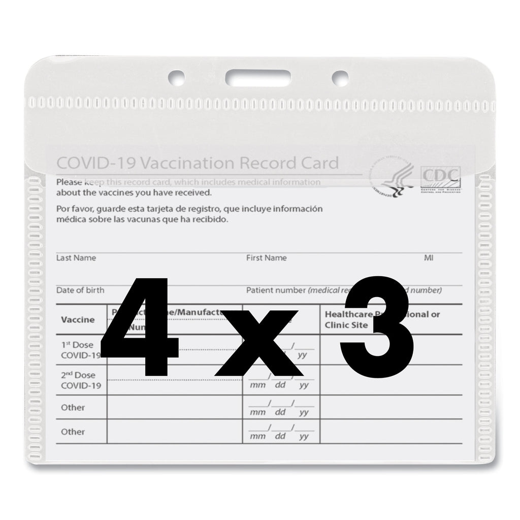 PVC-Free Badge Holders, Horizontal, Clear 4.5" x 4" Holder, 4.13" x 3.25" Insert, 50/Pack