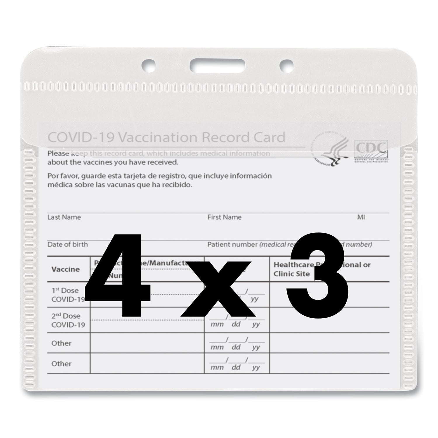 PVC-Free Badge Holders, Horizontal, Clear 4.5" x 4" Holder, 4.13" x 3.25" Insert, 50/Pack
