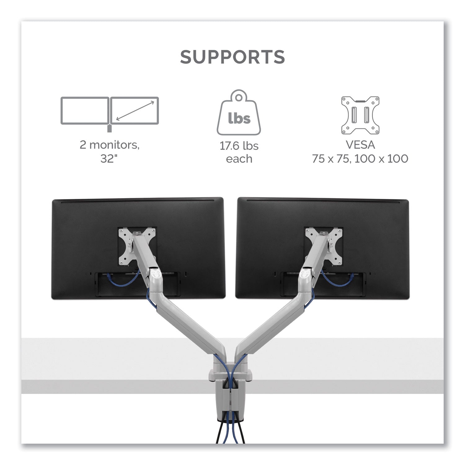 platinum-series-dual-monitor-arm-for-27-monitors-360-deg-rotation-45-deg-tilt-180-deg-pan-silver-supports-20-lb_fel8056501 - 2