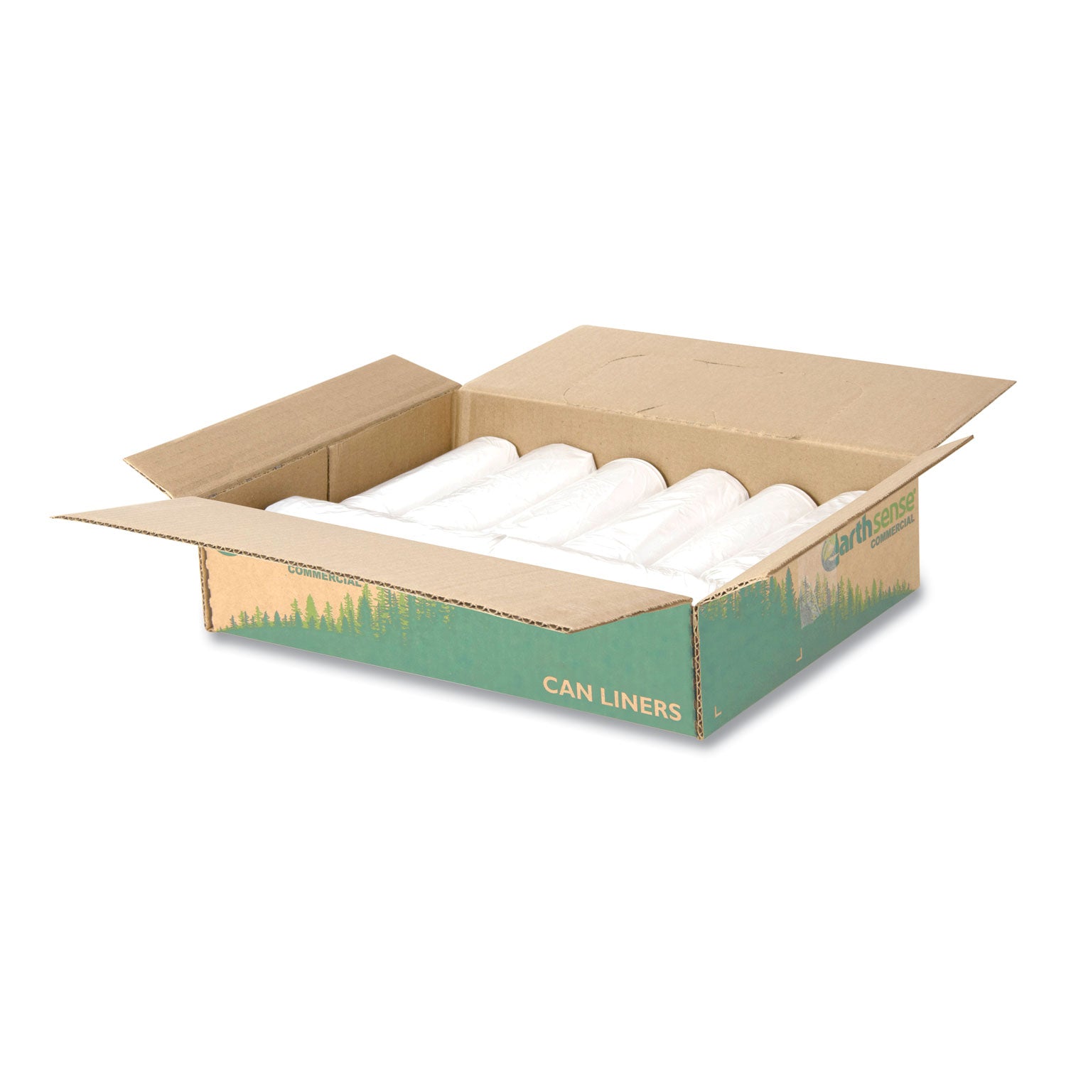 Linear-Low-Density Recycled Tall Kitchen Bags, 13 gal, 0.85 mil, 24" x 33", White, 15 Bags/Roll, 10 Rolls/Box