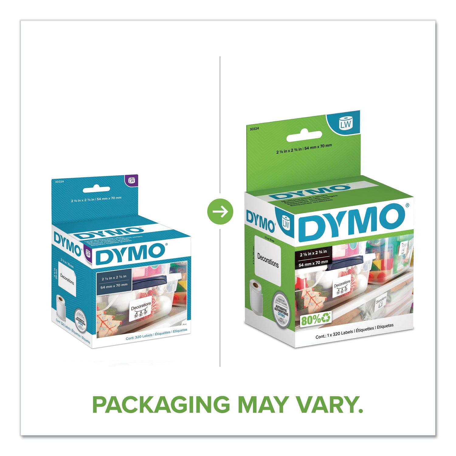 LW Multipurpose Labels, 2.75" x 2.12", White, 320 Labels/Roll