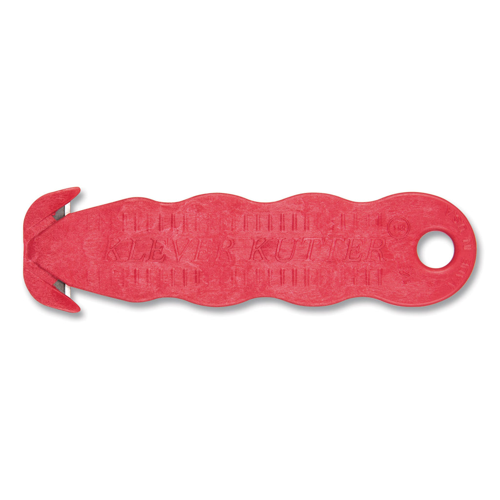 Klever Kutter Safety Cutter, 3 Razor Blades, 1" Blade, 4" Plastic Handle, Red - 