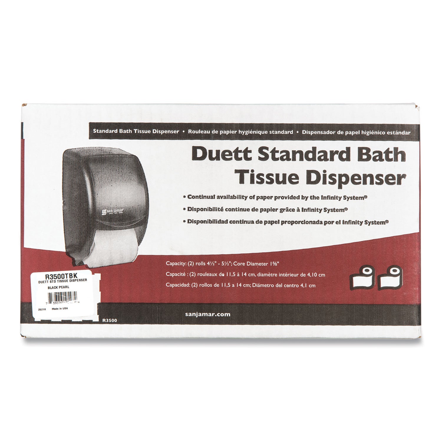 Duett Standard Bath Tissue Dispenser, 2 Roll, 7.5 x 7 x 12.75, Black Pearl - 