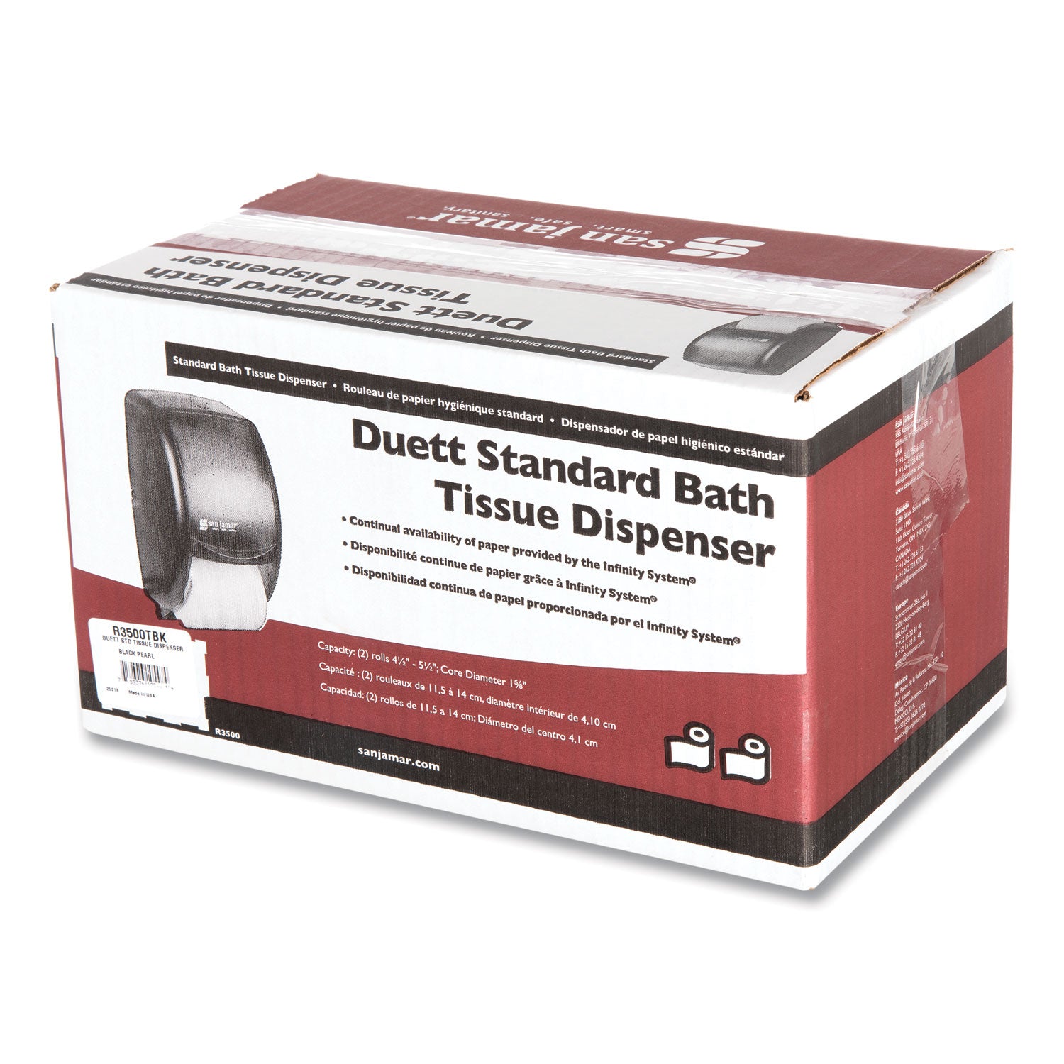 Duett Standard Bath Tissue Dispenser, 2 Roll, 7.5 x 7 x 12.75, Black Pearl - 