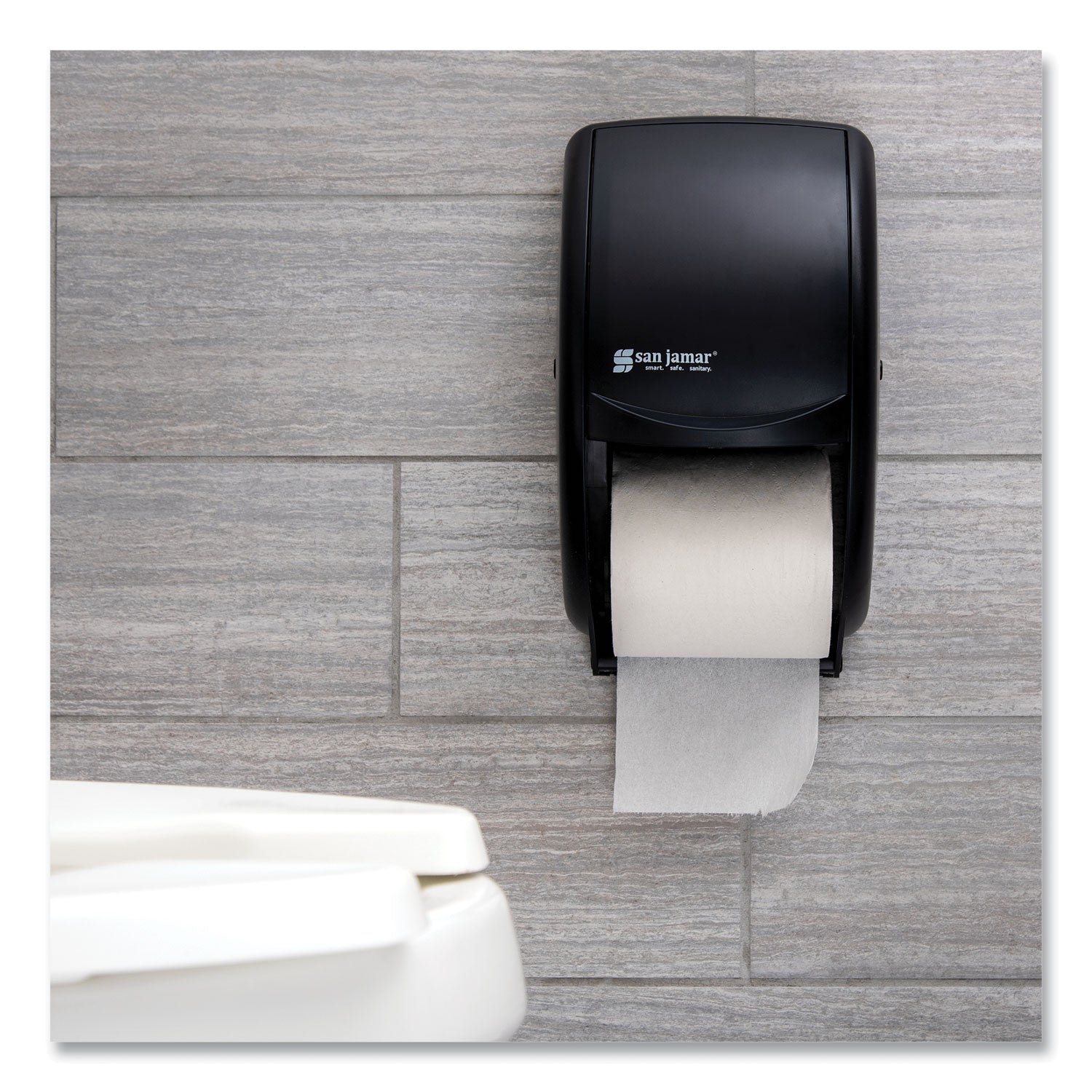 Duett Standard Bath Tissue Dispenser, 2 Roll, 7.5 x 7 x 12.75, Black Pearl