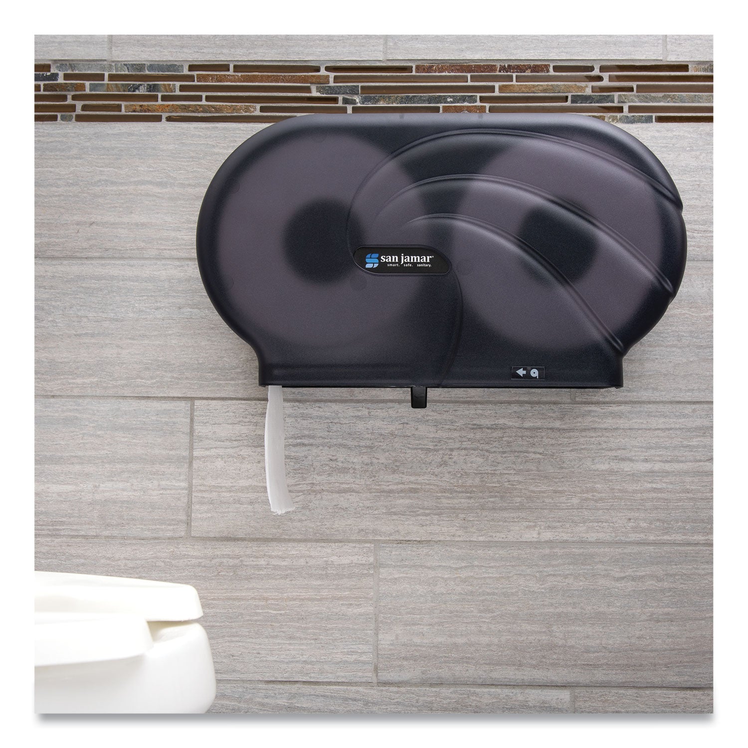Twin 9" JBT Toilet Tissue Dispenser, Oceans, 19 x 5.25 x 12, Transparent Black Pearl - 