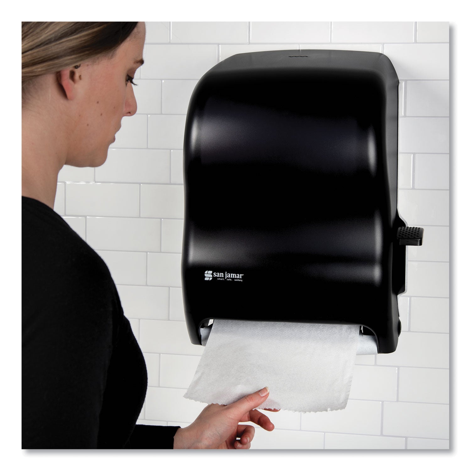 Lever Roll Towel Dispenser, Classic, 12.94 x 9.25 x 16.5, Transparent Black Pearl - 