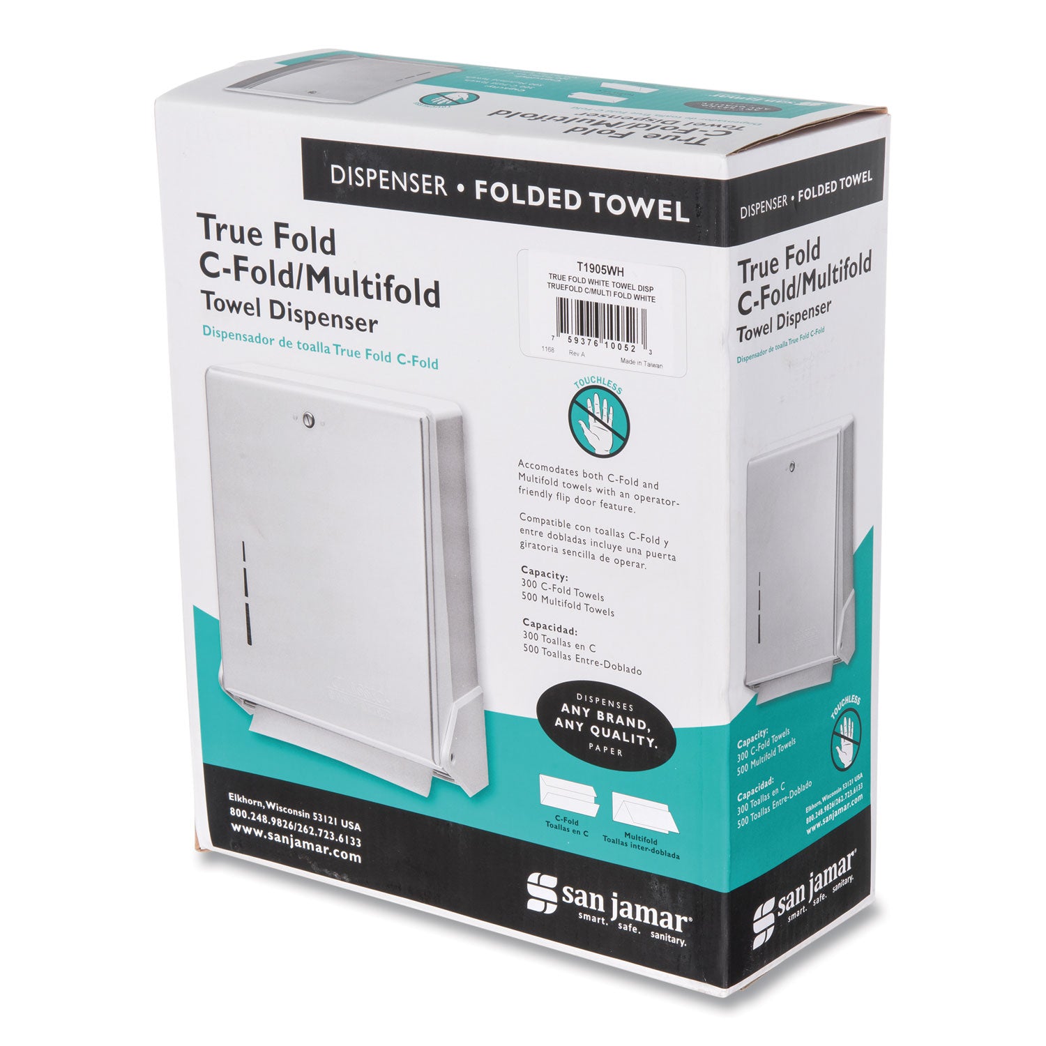 True Fold C-Fold/Multifold Paper Towel Dispenser, 11.63 x 5 x 14.5, White