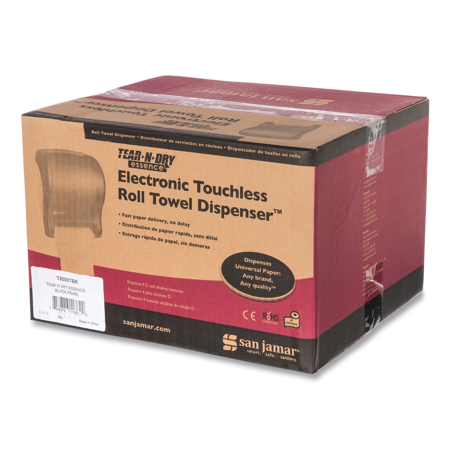 Tear-N-Dry Essence Automatic Dispenser, Classic, 11.75 x 9.13 x 14.44, Black Pearl