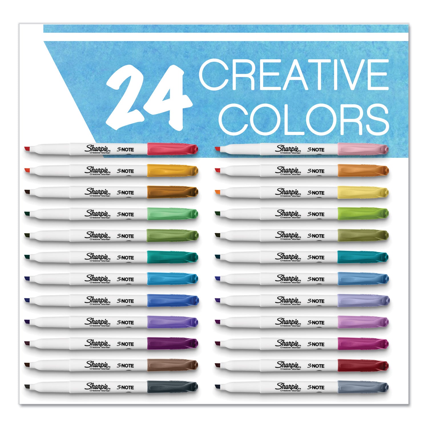 S-Note Creative Markers, Assorted Ink Colors, Chisel Tip, Assorted Barrel Colors, 24/Pack