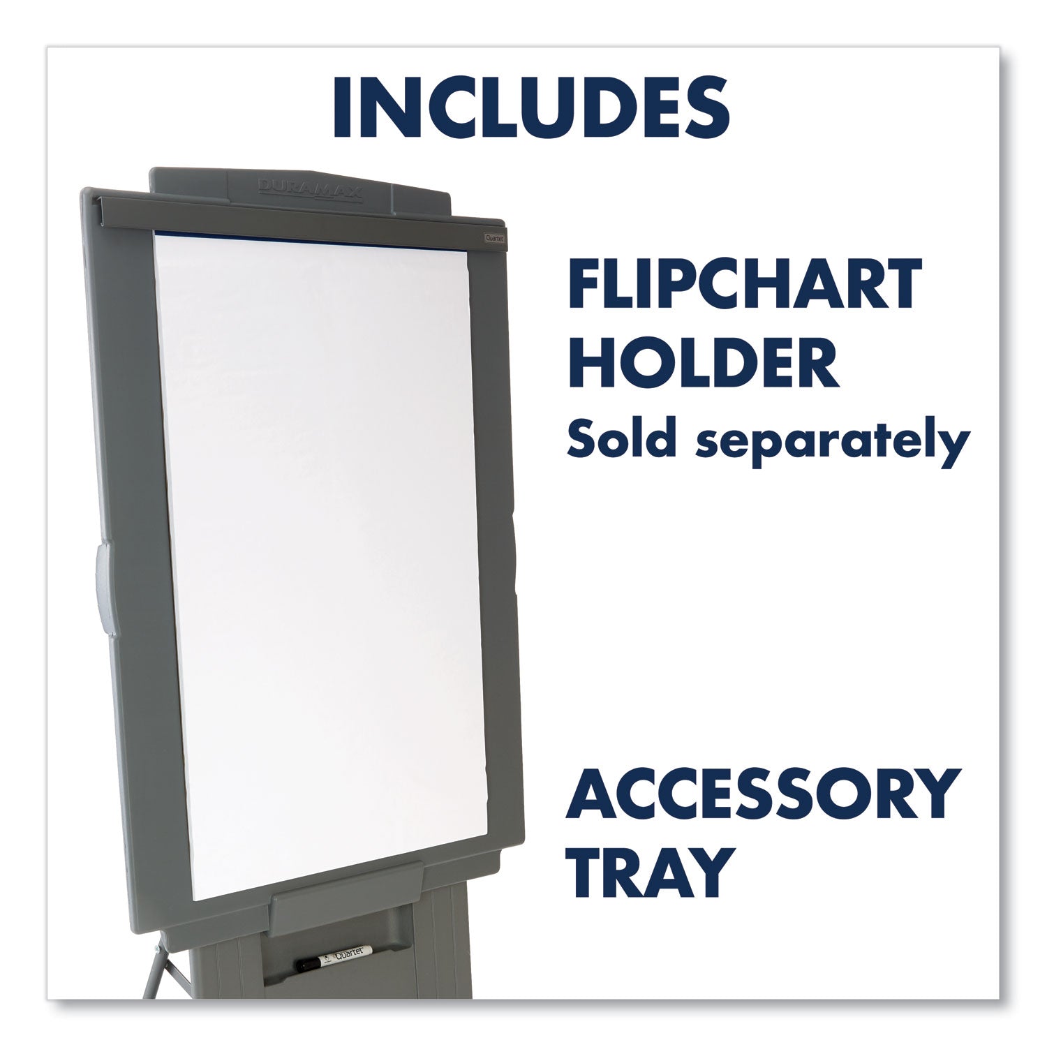 Duramax Portable Presentation Easel, Adjusts 39" to 72" High, Plastic, Gray - 